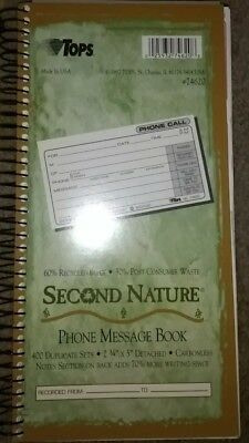 TOP74620 Second Nature Phone Call Book 400 Forms 2 3/4 x 5 Two-Part Carbonless 